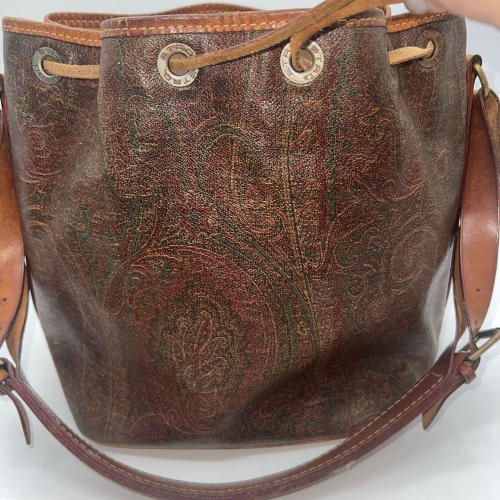 Etro 1993 Vintage Drawstring Bucket Bag View 5